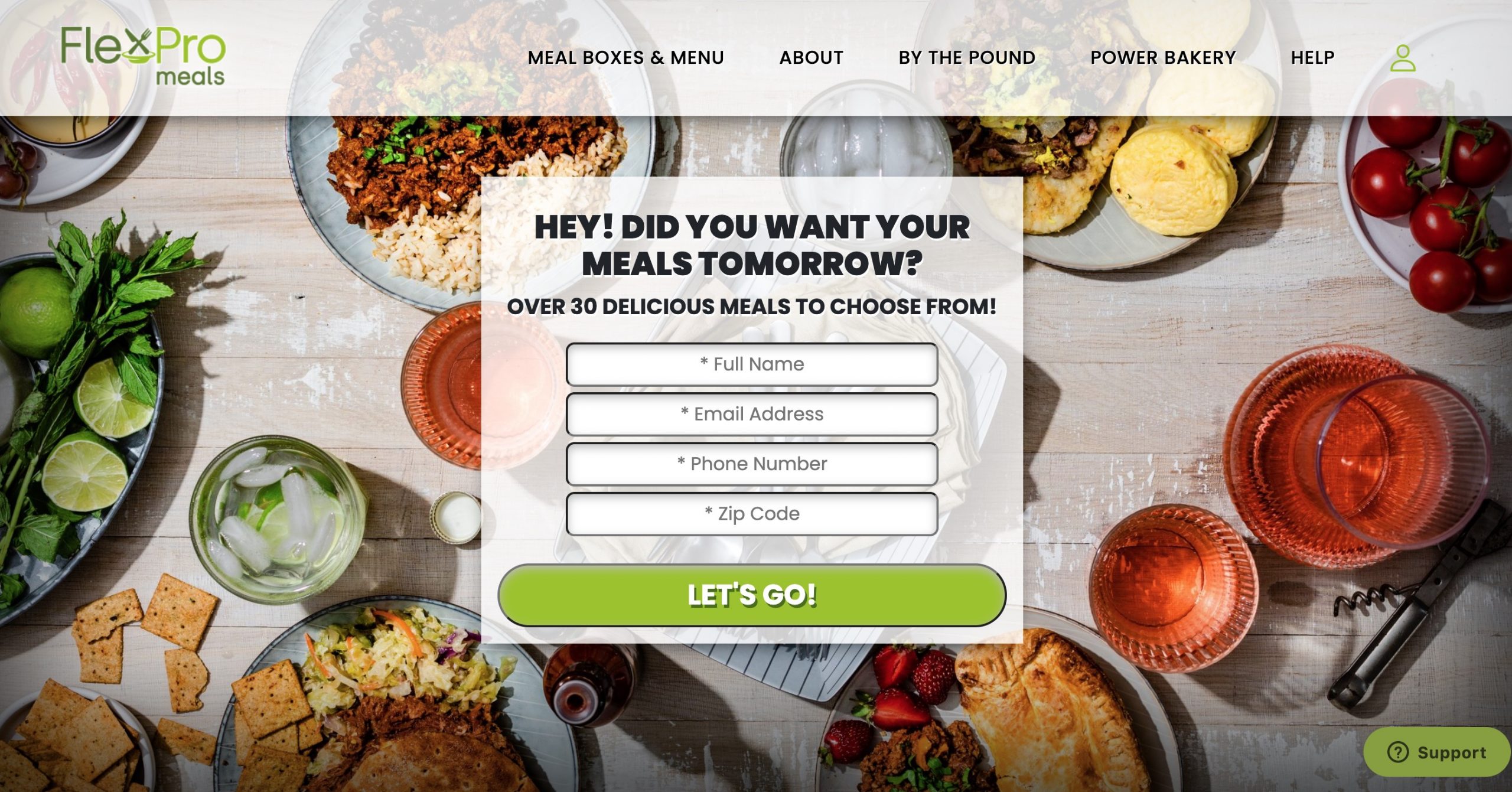 flexpro meals main page