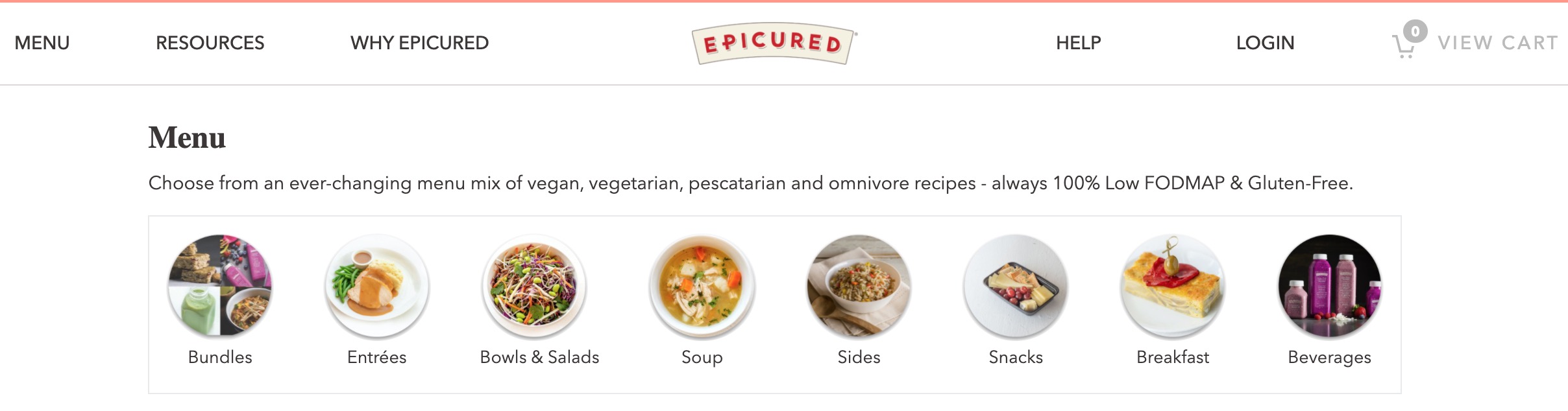 Epicured menu