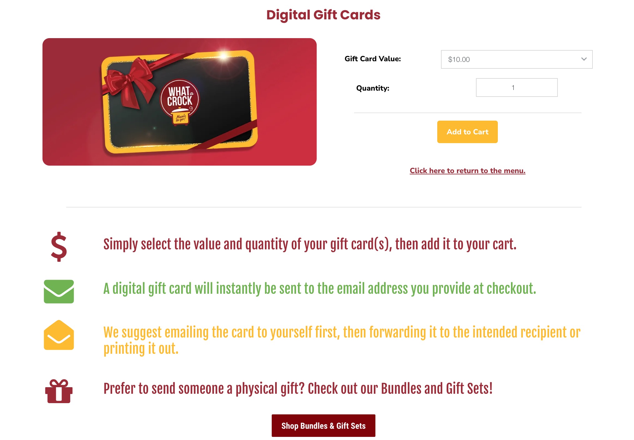 What a Crock gift cards